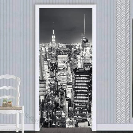 Black White Cityscape Funny 3D Wall Stickers