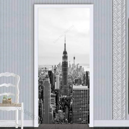 Black White Cityscape Funny 3D Wall Stickers