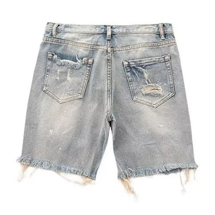 Men Straight Denim Ripped Summer Shorts