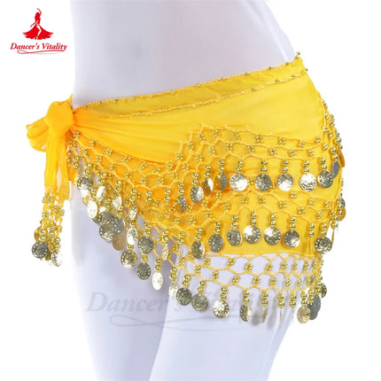 Women Chiffon Gold Belly Dance Costume Scarf