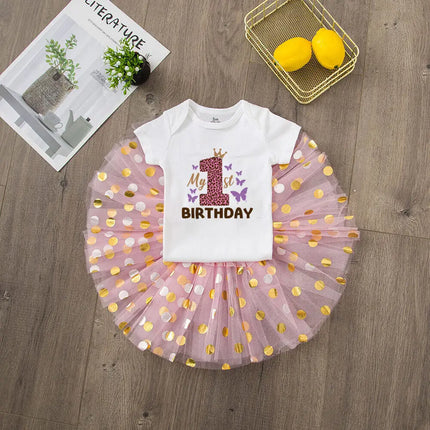Baby Girl 1st Birthday Outfit Tutu Dress Set