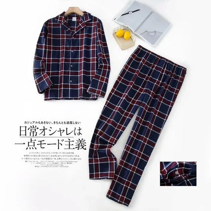 Men Home Suits Star Plaid Pajama Sets