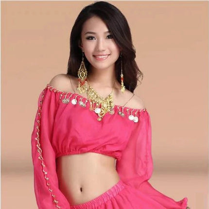 Women Belly Dancing Sequin Half Sleeve Tops