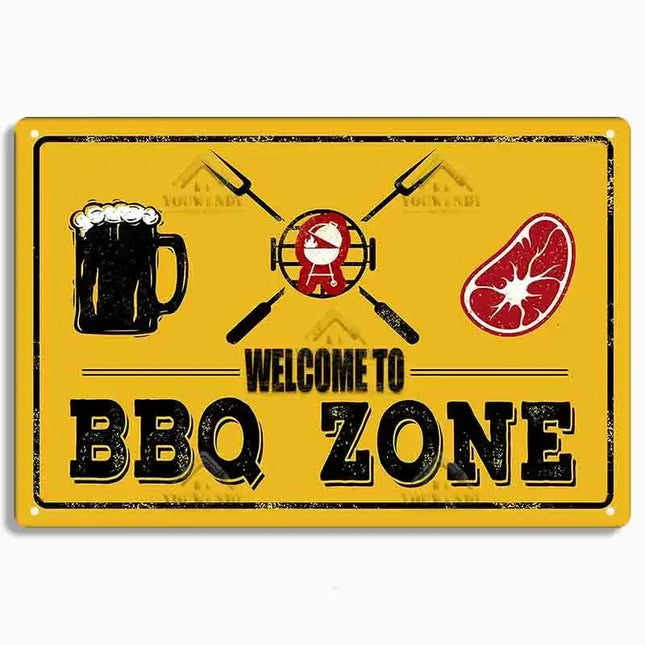 Retro BBQ Funny Timer Party Vintage Sign Decor