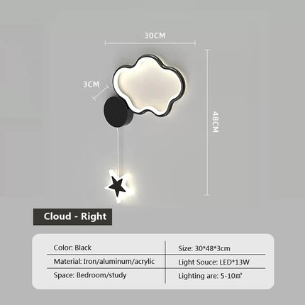 Modern Nordic Kids Room LED Star Cloud Wall Sconce