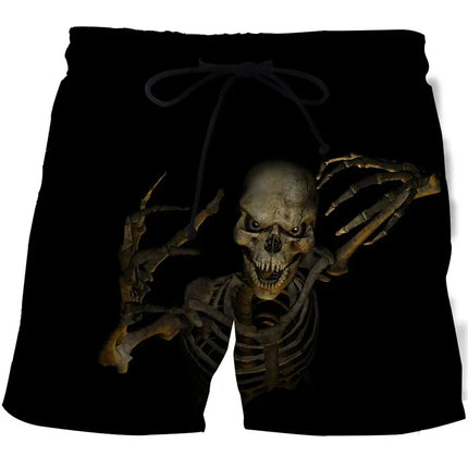 Men Funny Skull 3D Boardshorts