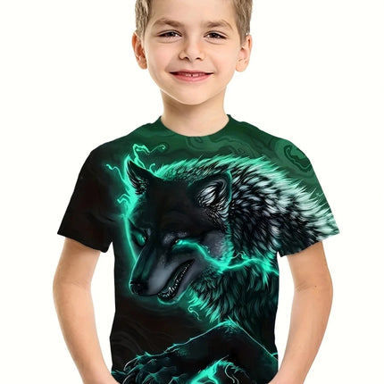 Boys New Summer Wolf Lion 3D Graphic Tees