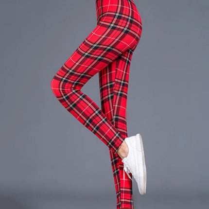 Women High-Elasticity Plaid Fitness Leggings