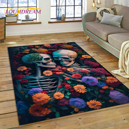 Home Cartoon Skull Gothic 3D Area Rugs