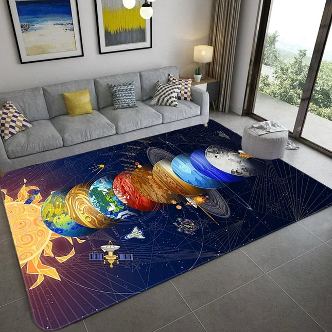 3D Planet Solar System Galaxy Area Rug