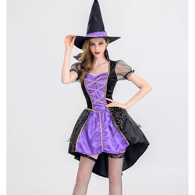 Women Carnival Purple Witch Costume.