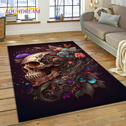 Home Cartoon Skull Gothic 3D Area Rugs