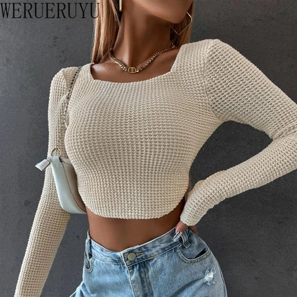 Women Long Stitch Crop Top Shirts