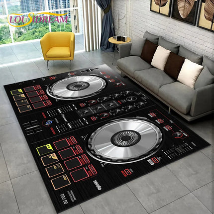 3D DJ Music Keyboard Living Area Rugs