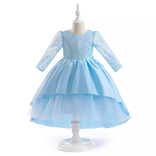 Girls Blue White Wedding Party Dress - Kids Shop Mad Fly Essentials