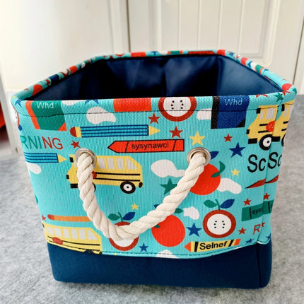 Foldable Laundry Basket Canvas Cartoon Nursery Hamper