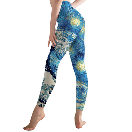 Women Van Gogh Starry Sky 3D Yoga Fitness Leggings