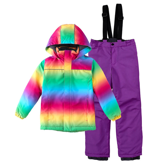 Baby Girls 3-12T Rainbow Ski Snowboard Jacket Pants Set