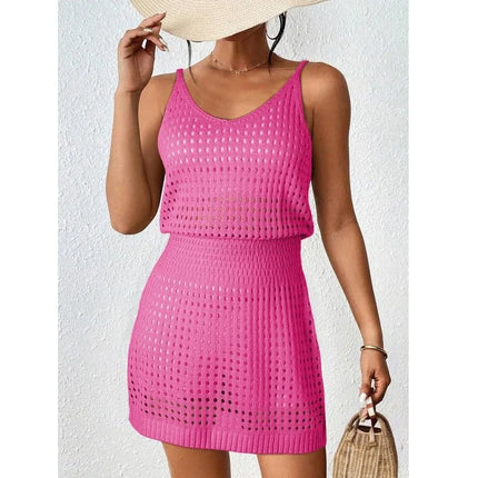 Women Summer Vintage Crochet Beach Dress