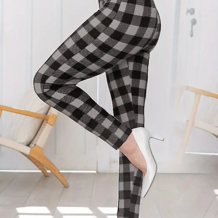 Women Plaid Fashion 3D Striped Fitness Leggings