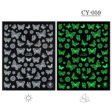 3D Butterfly Star Luminous Nail Stickers