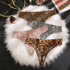 Women Low-Waist Leopard Silk G-String Underwear