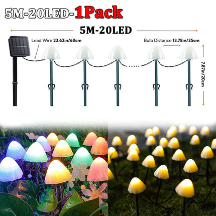 Solar Outdoor Garden LED Mushroom Fairy Light