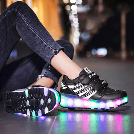 Kid Girl Tow Wheels LED Skate Shoes