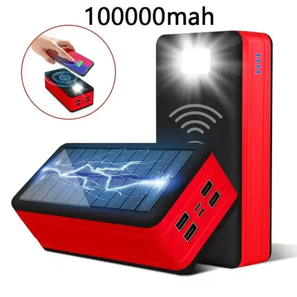 Solar Powered 200k mAh Wireless Battery Charger Powerbank