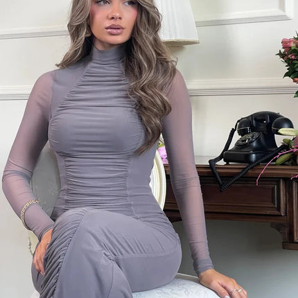 Women Turtleneck Summer Club Midi Dress