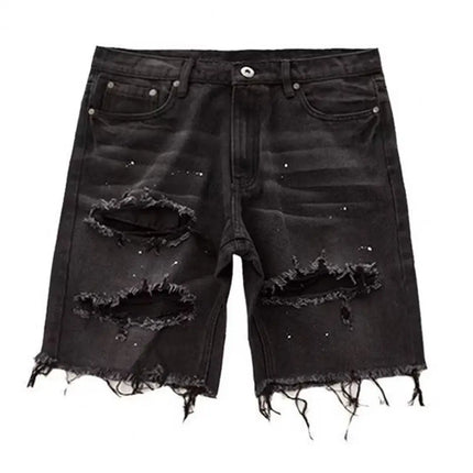 Men Straight Denim Ripped Summer Shorts