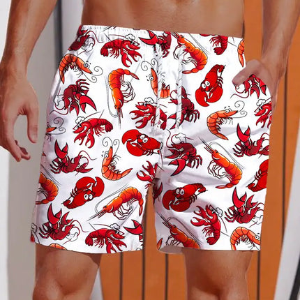 Men 2024 Summer 3D Hawaiian Animal Boardshorts