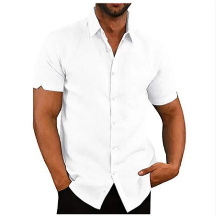 Men Short Linen Summer Business Shirts - Mad Fly Essentials