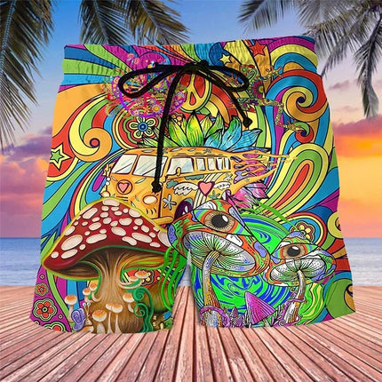 Men 3D Abstract Mushroom Hawaiian Boardshorts