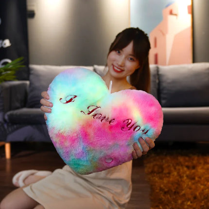 LED Multicolor Plush Heart Pillows Gift