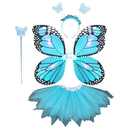 Girl 4pc LED Fairy Butterfly Costume Set