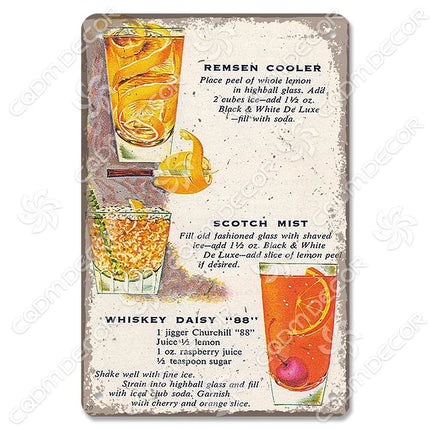 Pina Colada Drink Mojito Vintage Wall Sign