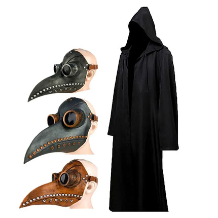 Men Halloween Cloak Plague Doctor Medieval Costume Set