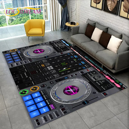 3D DJ Music Keyboard Living Area Rugs