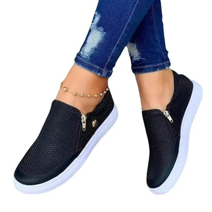 Women British Style Denim Round Toe Sneakers