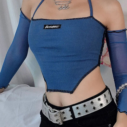 Women 90s Vintage Long Crop Tops