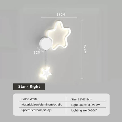 Modern Nordic Kids Room LED Star Cloud Wall Sconce