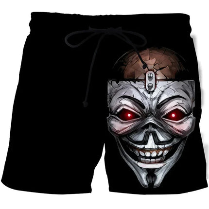 Men Funny Skull 3D Boardshorts