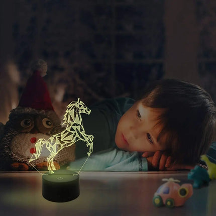 3D LED Horse Unicorn Animal USB Night Light