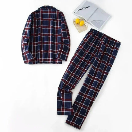 Men Home Suits Star Plaid Pajama Sets