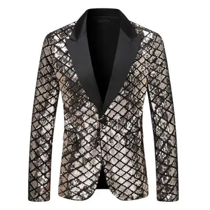 Men Plaid Sequin 3D Party Blazer