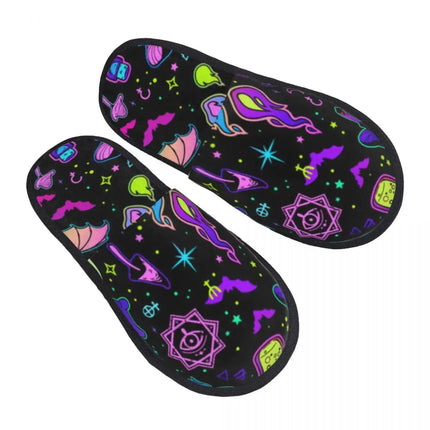 Men Indoor Neon Witchy Halloween Slippers