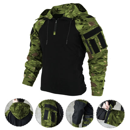 Men Tactical CP Camouflage Multicam Camping Cargo Shirts