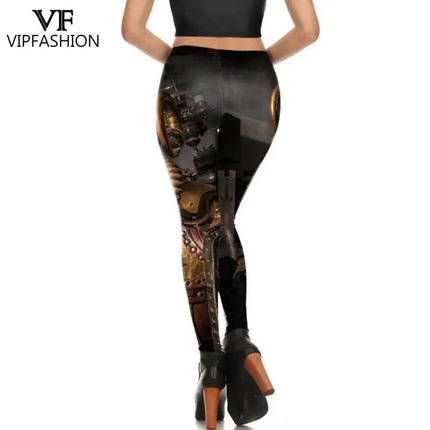 Women Steampunk 3D Fitness Leggings - Mad Fly Essentials