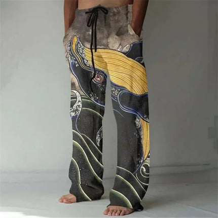 Men European Floral Animal 3D Pants